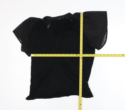 Next Women's Black Flutter Sleeve Tunic Blouse Size 10