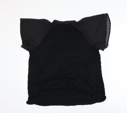 Next Women's Black Flutter Sleeve Tunic Blouse Size 10