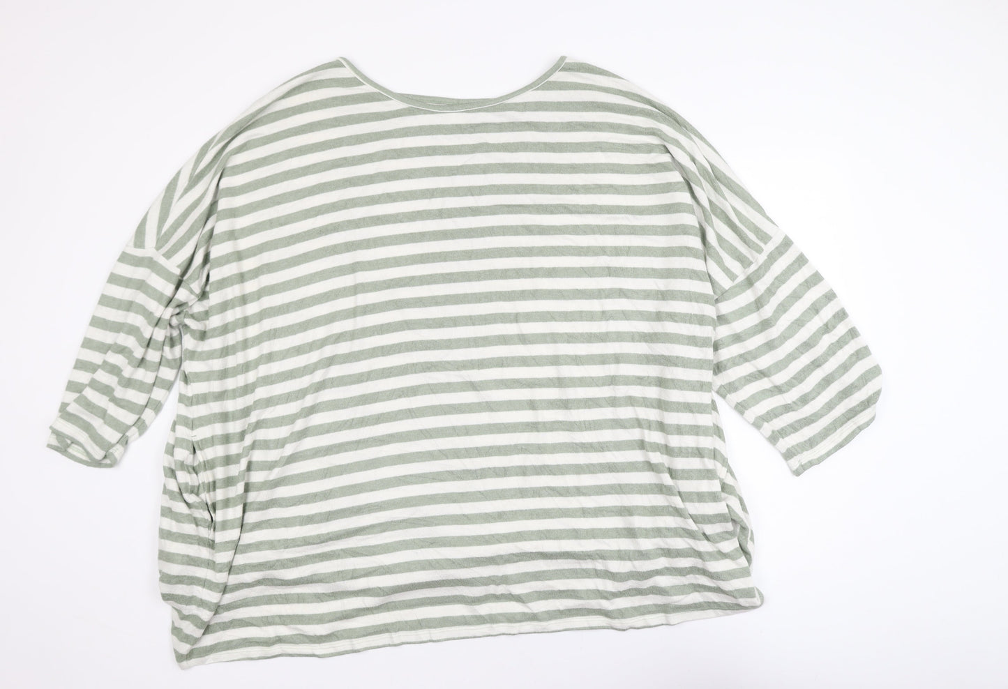 Capsule Women’s Green White Striped 3/4 Sleeve Jersey Top Size 32/34