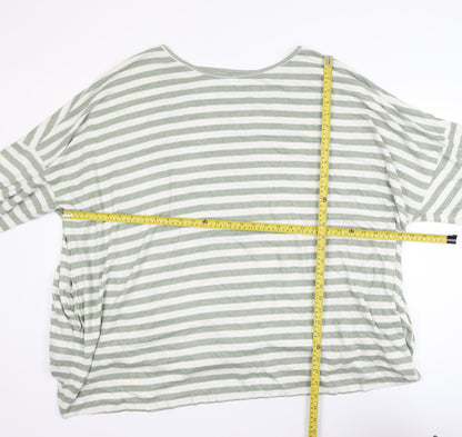Capsule Women’s Green White Striped 3/4 Sleeve Jersey Top Size 32/34