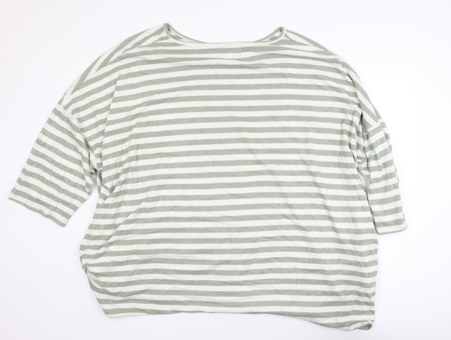Capsule Women’s Green White Striped 3/4 Sleeve Jersey Top Size 32/34