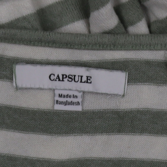 Capsule Women’s Green White Striped 3/4 Sleeve Jersey Top Size 32/34