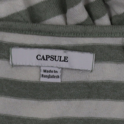 Capsule Women’s Green White Striped 3/4 Sleeve Jersey Top Size 32/34