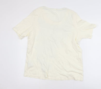 Marks and Spencer Women's Ivory Floral Cotton T-Shirt UK 18