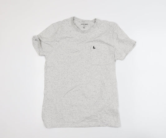 Jack Wills Men's Grey Speckled Slim Fit Crew Neck Short Sleeve T-Shirt S