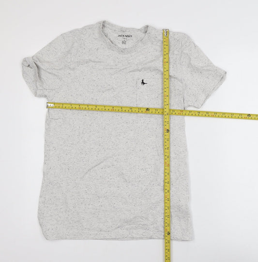 Jack Wills Men's Grey Speckled Slim Fit Crew Neck Short Sleeve T-Shirt S
