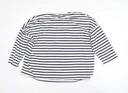 Marks and Spencer Womens Multicoloured Striped 3/4 Sleeve Crew Neck T-Shirt Size 14