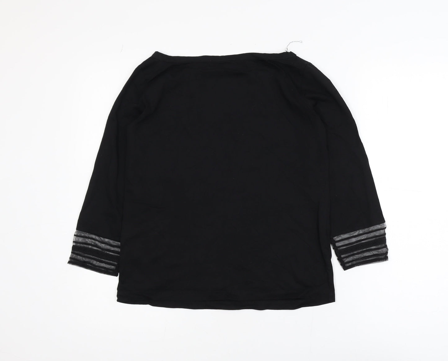 The White Company Women's Black 3/4 Sleeve Modal Cotton Blouse UK 8
