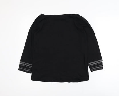 The White Company Women's Black 3/4 Sleeve Modal Cotton Blouse UK 8