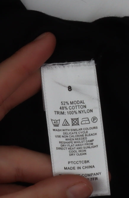 The White Company Women's Black 3/4 Sleeve Modal Cotton Blouse UK 8
