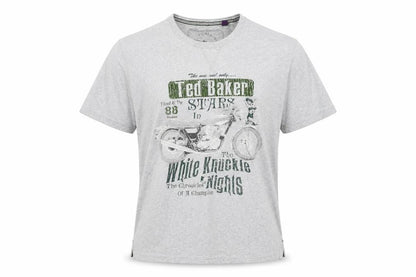 Ted Baker Men's Grey Graphic Motorcycle Print Cotton T-Shirt Size M