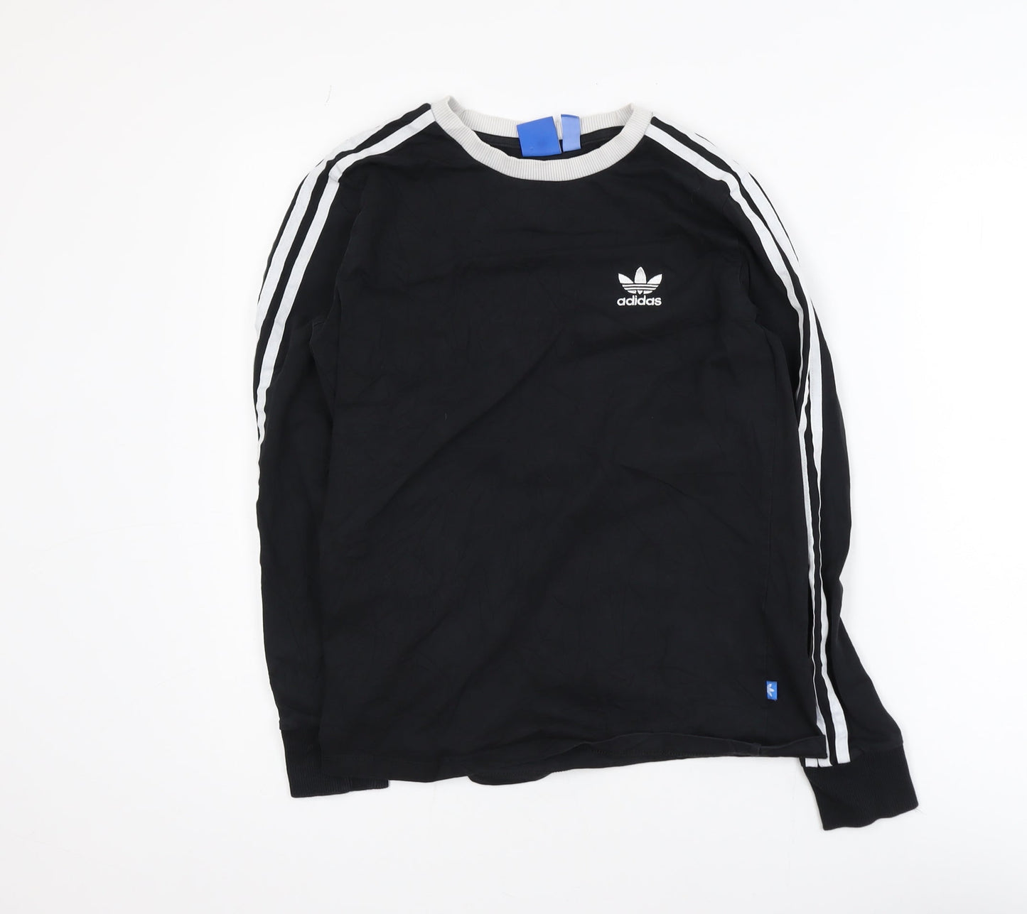 Adidas Womens Black Long Sleeve Striped Jersey T-Shirt Size 10