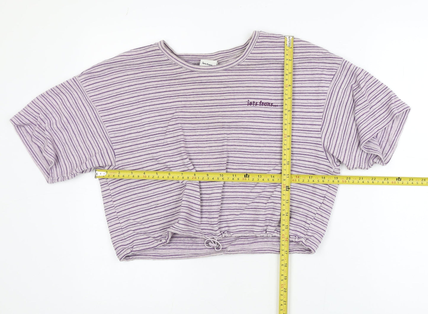 iets frans Womens Purple Striped Cropped T-Shirt Size M
