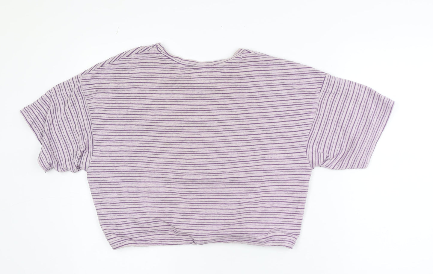 iets frans Womens Purple Striped Cropped T-Shirt Size M
