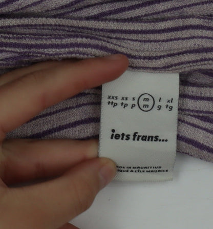 iets frans Womens Purple Striped Cropped T-Shirt Size M