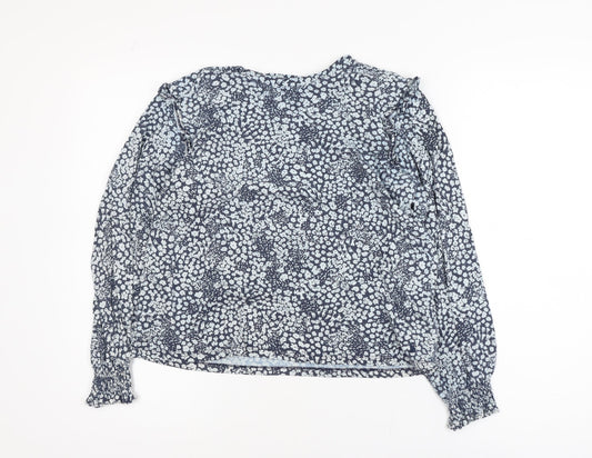 Joules Womens Blue Floral Long Sleeve Tunic Blouse Size 10