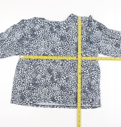 Joules Womens Blue Floral Long Sleeve Tunic Blouse Size 10