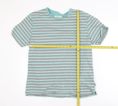 Fat Face Mens Blue Striped Cotton Crew Neck T-Shirt Size L Regular