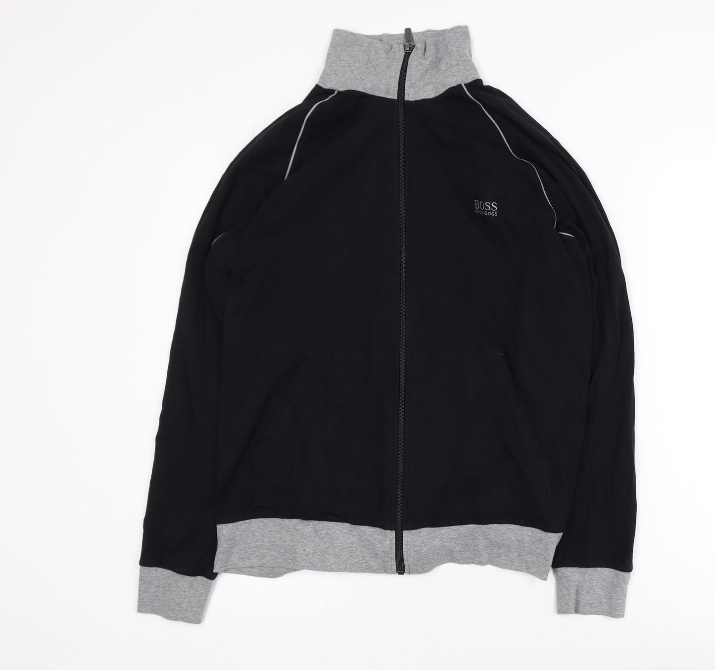 Hugo Boss Mens Black Track Jacket Medium Full Zip Athletic Style