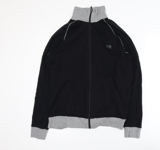 Hugo Boss Mens Black Track Jacket Medium Full Zip Athletic Style