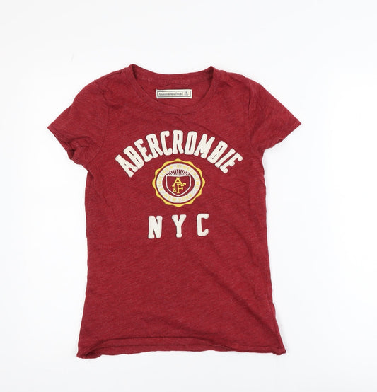 Abercrombie & Fitch Men's Red Crew Neck Graphic T-Shirt Size S
