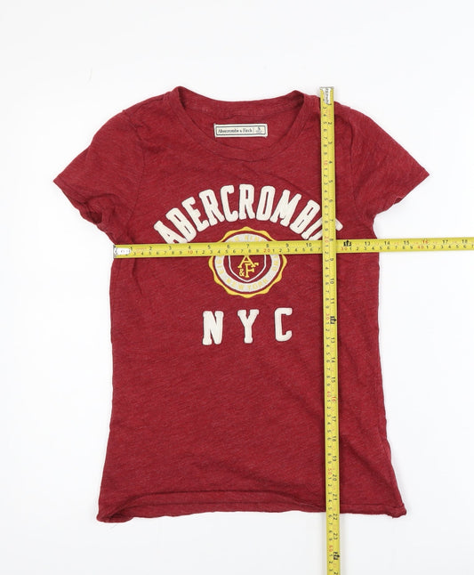 Abercrombie & Fitch Men's Red Crew Neck Graphic T-Shirt Size S