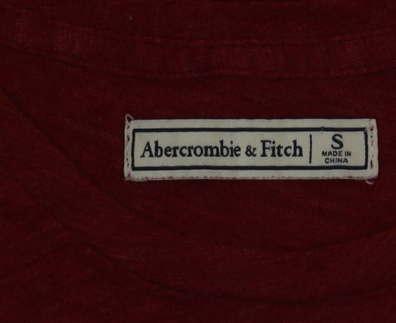 Abercrombie & Fitch Men's Red Crew Neck Graphic T-Shirt Size S