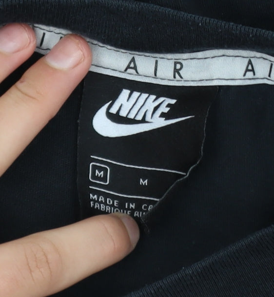 Nike Air Black Cotton Men's Medium Crew Neck Graphic T-Shirt
