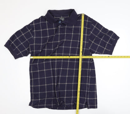 Haggar Golf Men’s Blue Check Cotton Polo Shirt Size M