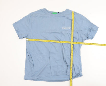 United Colors of Benetton Men’s Blue 2XL Cotton Crew Neck T-Shirt