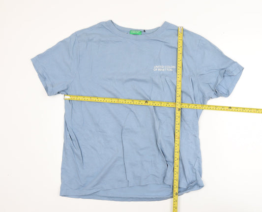 United Colors of Benetton Men’s Blue 2XL Cotton Crew Neck T-Shirt