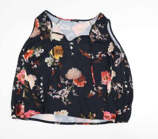 Pink Clove Women’s Multicoloured Floral Cold Shoulder Blouse UK 22