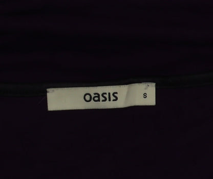 Oasis Women's Purple Short Sleeve Zip Detail Viscose T-Shirt Size S