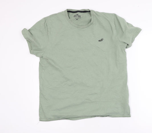 Hollister Men's Green Cotton Crew Neck Short Sleeve T-Shirt L