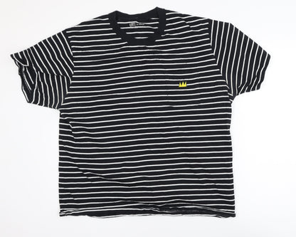 Uniqlo Men's Black Striped Art T-Shirt XL Cotton Crew Neck