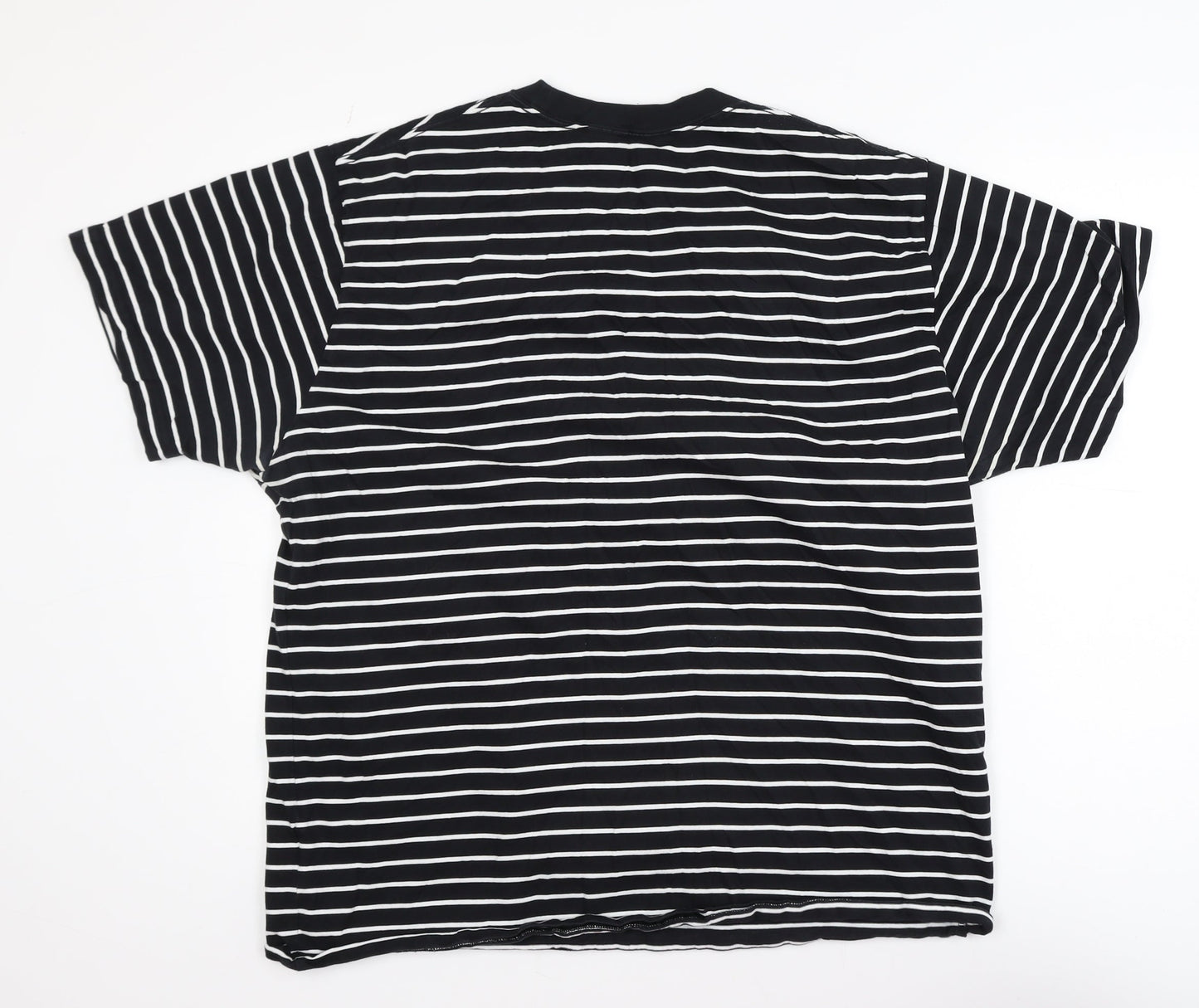 Uniqlo Men's Black Striped Art T-Shirt XL Cotton Crew Neck