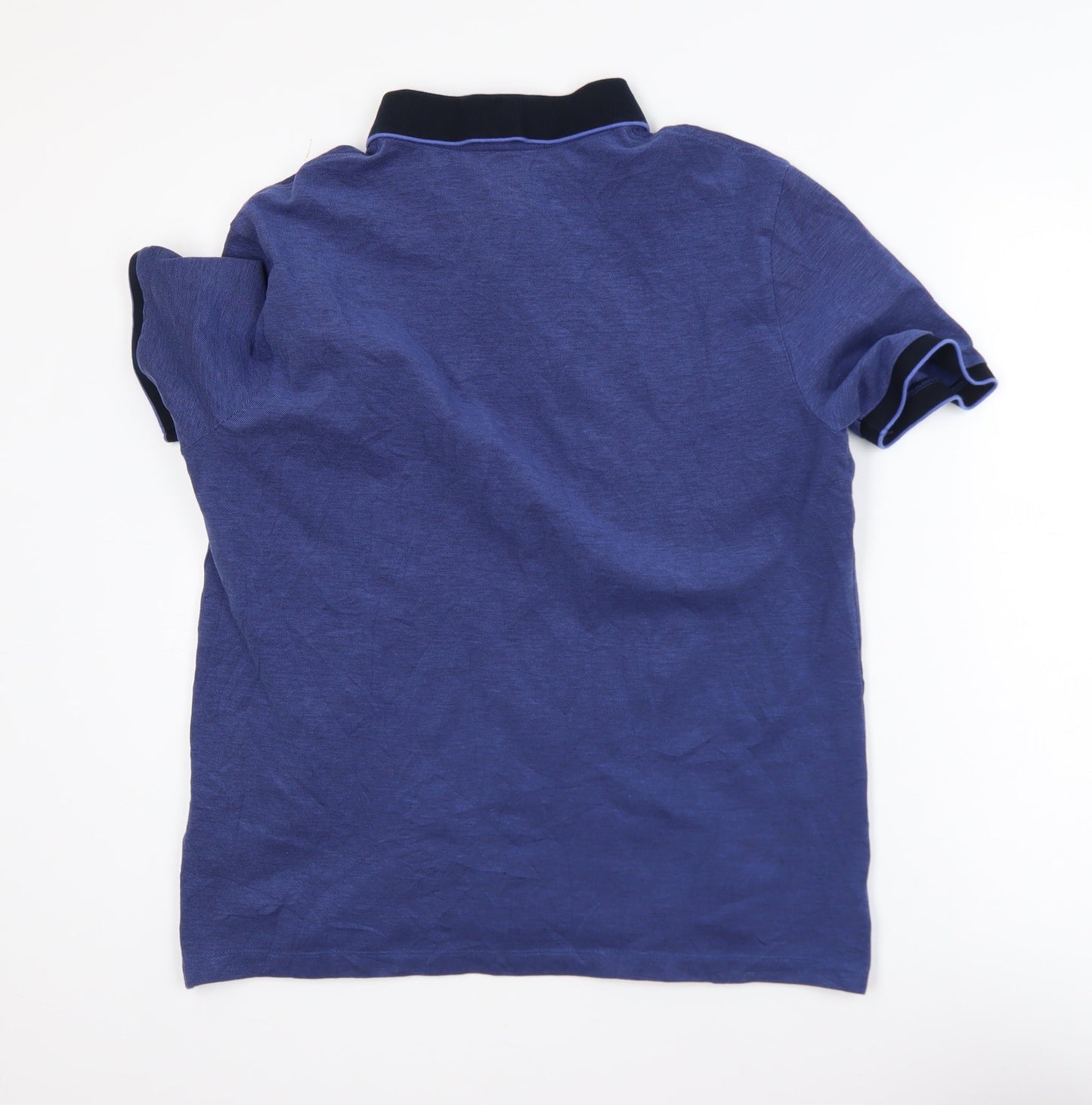 Marks and Spencer Men's Blue Cotton Polo Shirt L Regular Fit