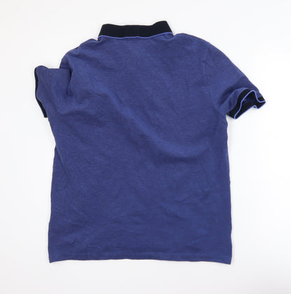 Marks and Spencer Men's Blue Cotton Polo Shirt L Regular Fit