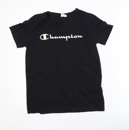 Champion Men's Black Small Logo Graphic Short Sleeve T-Shirt