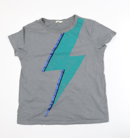 Hush Unisex Adults Grey Lightning Bolt Graphic Cotton T-Shirt S