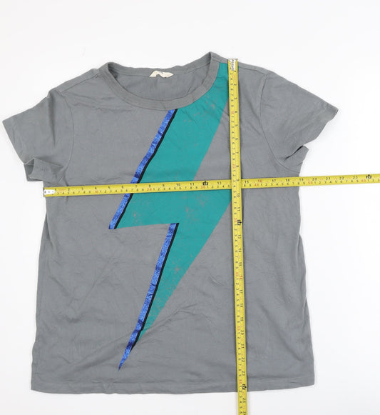 Hush Unisex Adults Grey Lightning Bolt Graphic Cotton T-Shirt S