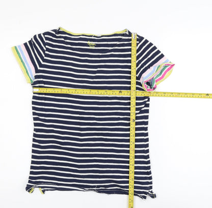 Boden Women Blue Striped Short Sleeve Cotton T-Shirt UK 10