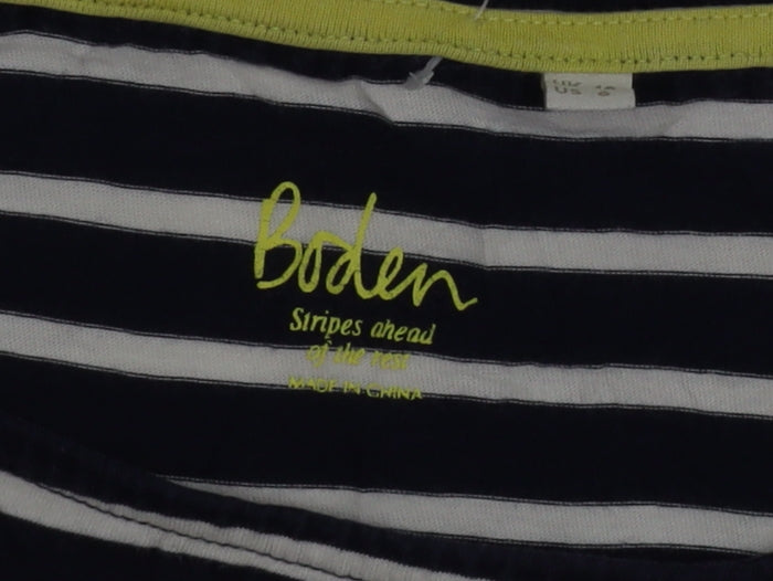 Boden Women Blue Striped Short Sleeve Cotton T-Shirt UK 10