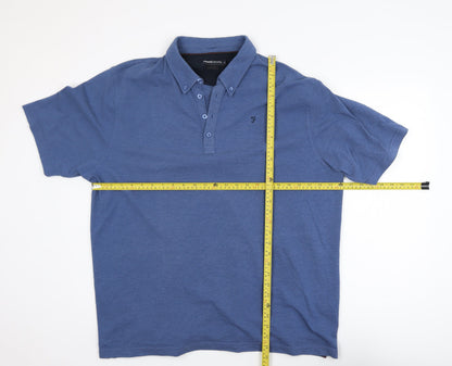 Farah Jeans Men's Blue XL Cotton Blend Short Sleeve Polo Shirt