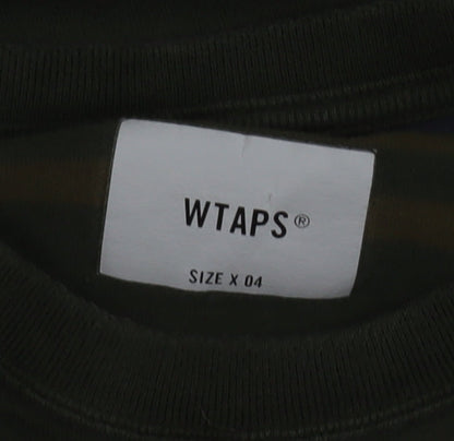 WTAPS Men Green Striped Crew Neck Long Sleeve Pullover Sweatshirt XL