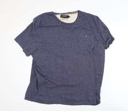 Hammond & Co Men's Blue Striped Cotton Crew Neck T-Shirt XL