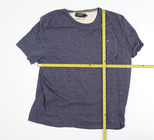 Hammond & Co Men's Blue Striped Cotton Crew Neck T-Shirt XL