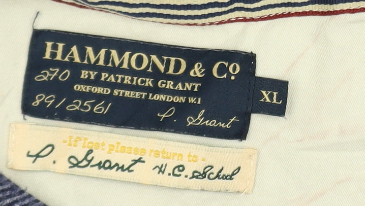 Hammond & Co Men's Blue Striped Cotton Crew Neck T-Shirt XL
