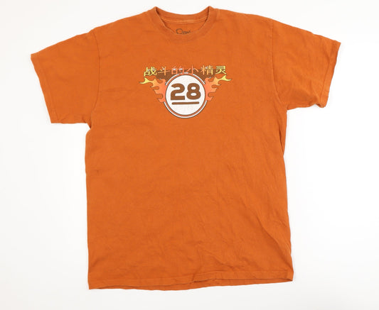 QMx Firefly Men's Orange Graphic Cotton T-Shirt Size L