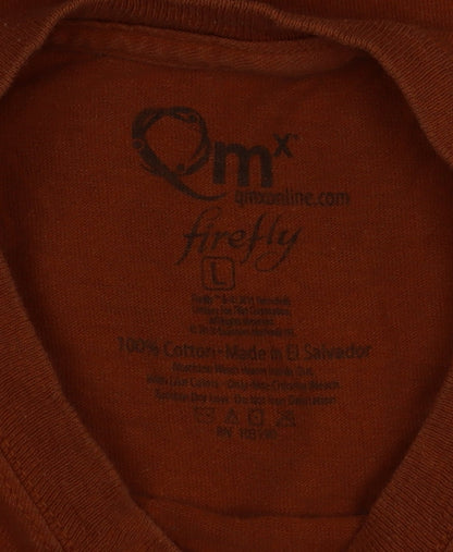 QMx Firefly Men's Orange Graphic Cotton T-Shirt Size L